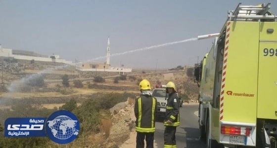 بالصور.. مدني النماص يسيطر على حريق زراعات بالعقيقة