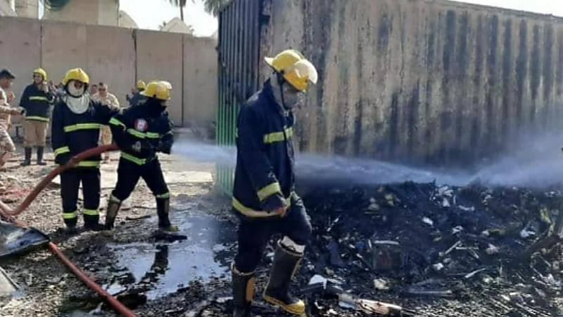 اندلاع حريق في مطار بالعراق  وإنقاذ حاوية صواريخ