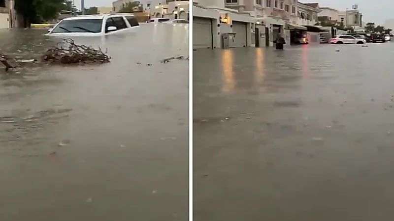 سيول تُغرق أحياء في دبي .. فيديو