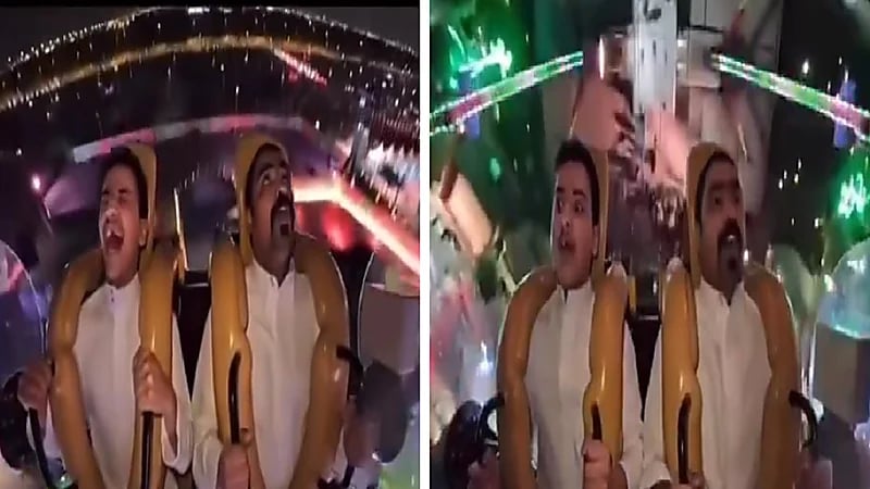 لحظة إغماء شاب أثناء تجربته لعبة خطيرة في ملاهي .. فيديو