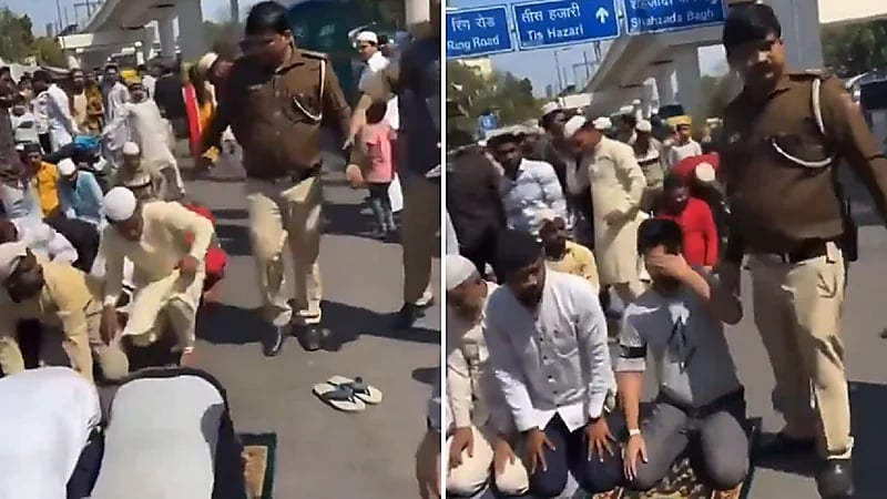 شرطيون بالهند يعتدون بالضرب على المسلمين أثناء صلاة الجمعة ..فيديو