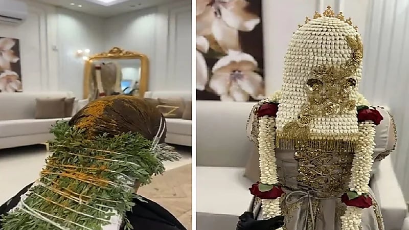 إطلالة رائعة لعروس تزينت على طريقة العرائس بجيزان.. فيديو