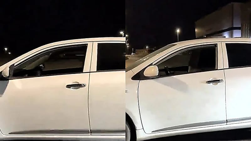 شخص يصور سيارة تتحرك بلا سائق في عرعر .. فيديو