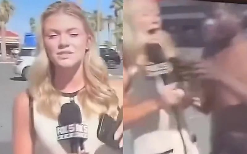 مراسلة تلفزيونية تتعرض للاعتداء على الهواء مباشرة والقناة تقطع البث .. فيديو