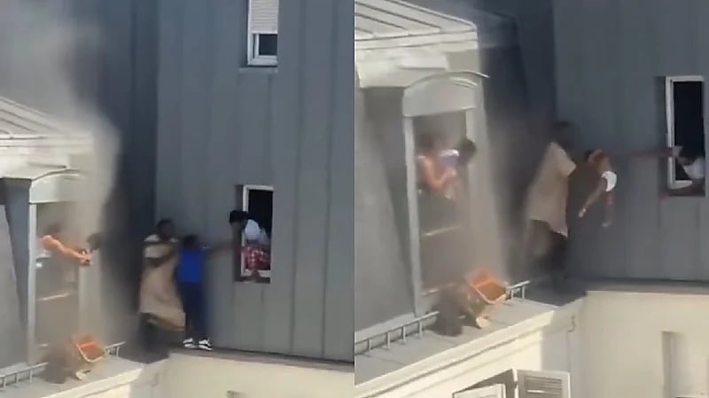 مهاجر أفريقي ينقذ عائلة من حريق في باريس .. فيديو