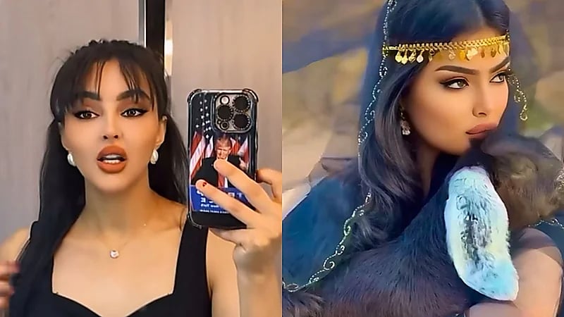 رومي القحطاني تشعل مواقع التواصل بصورة ترامب وتفاعلها مع أنغام الخاين الكداب .. فيديو