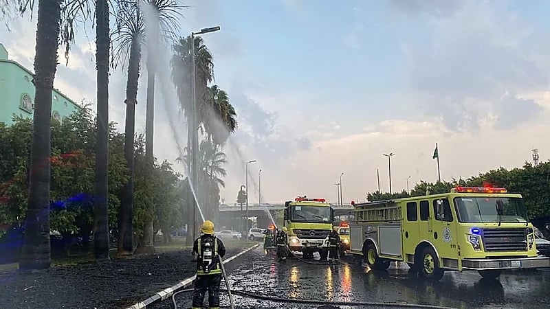 مدني الطائف يخمد حريقًا اندلع في 6 نخلات بوادي وج