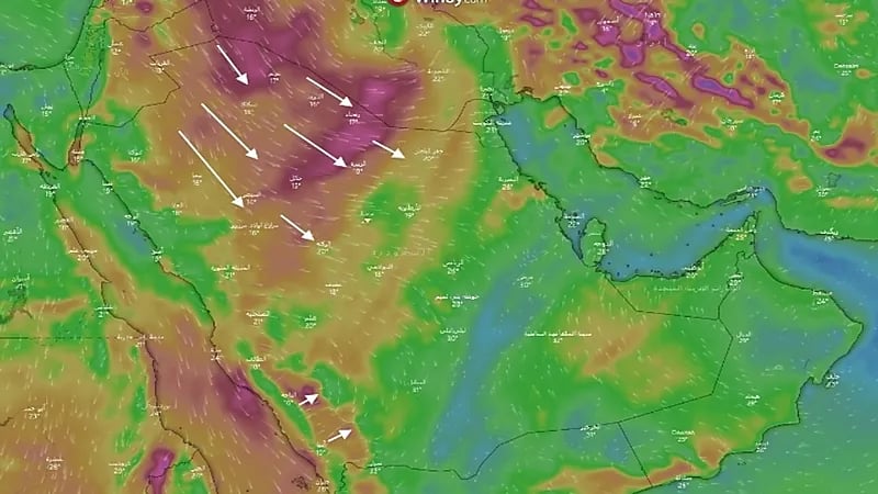 "المسند" يتوقع دخول الجبهة الباردة للمنخفض الجوي