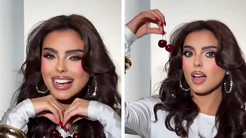 رزان عبدالله تشعل مواقع التواصل بأنوثتها ومشاركتها في تريند الكرز .. فيديو