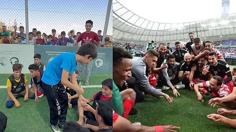 طاولة الصغار.. احتفالية أطفال سوريا على طريقة لاعبي منتخب الأردن المنسف .. فيديو