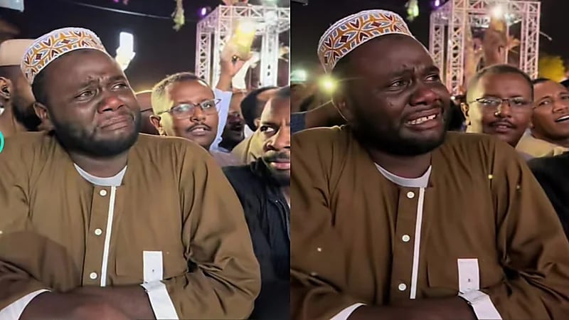 تأثر سوداني وبكاءه في اليوم الثقافي السوداني في حديقة السويدي .. فيديو