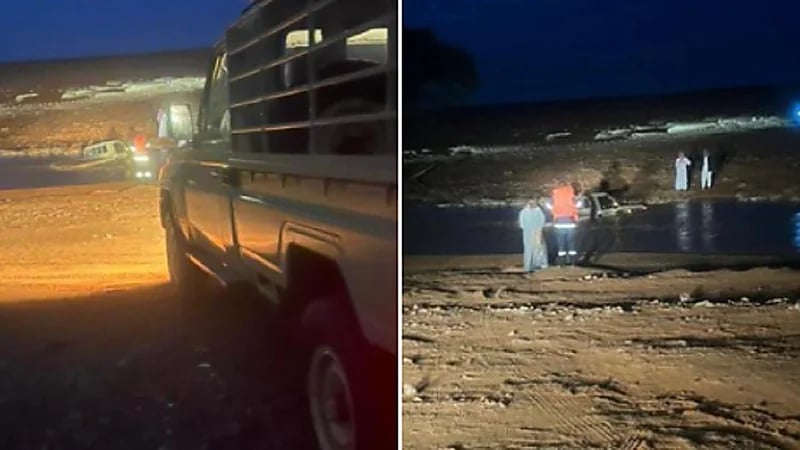 بالصور.. انقاذ أشخاص احتجزوا داخل مركبة غرب الرمحية