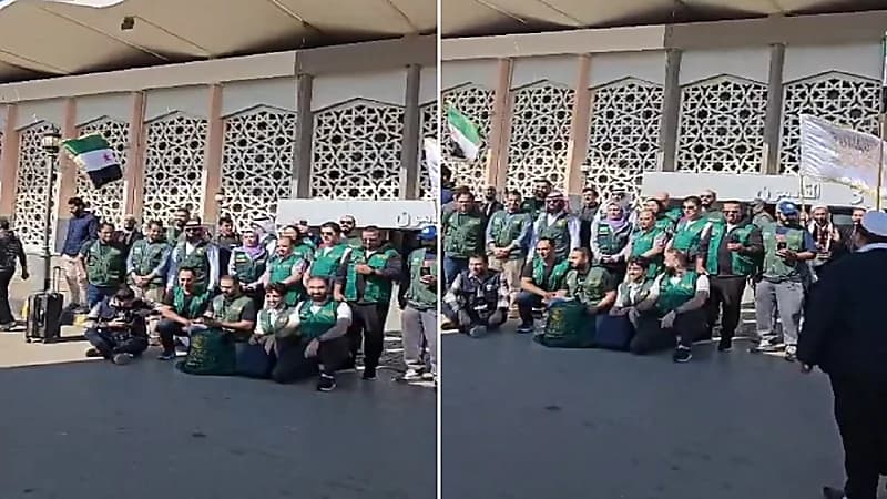 سوريون يرحبون بالوفد الطبي السعودي في دمشق بأداء العرضة.. فيديو