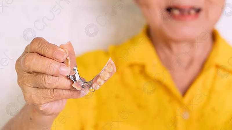 سيدة تبتلع طقم أسنانها وهي لا تشعر