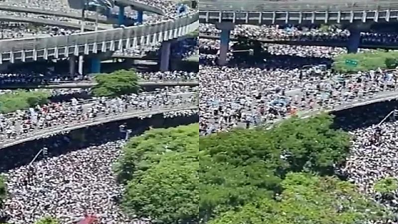 بالفيديو .. منتخب الأرجنتين عالق وسط الزحمة بشوارع بوينوس أيرس