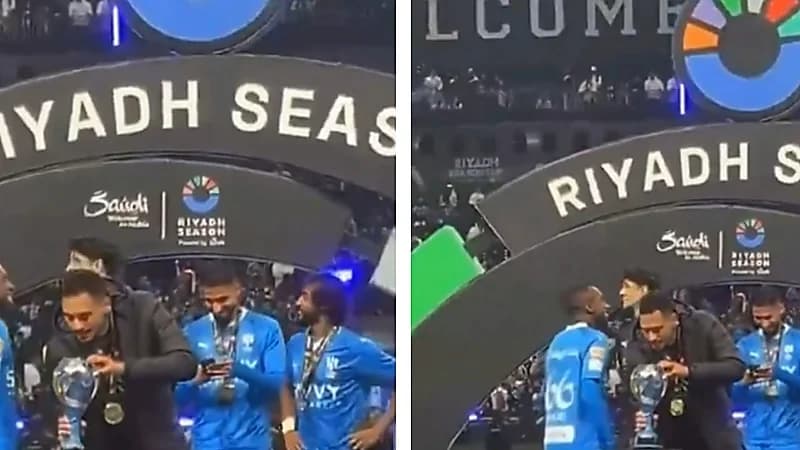 مشهد عفوي لحارس الهلال مع كأس موسم الرياض .. فيديو