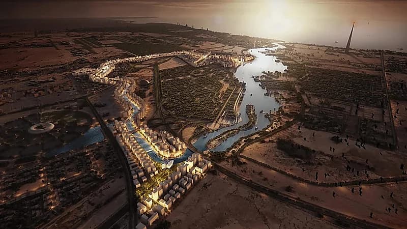 بدء أعمال تنفيذ القناة المائية والجسور في مشروع مرافي .. صور