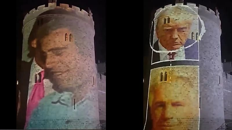 اعتقال 4 أشخاص عرضوا صور ترامب وصديقه إبستين على جدران قلعة بريطانية .. فيديو