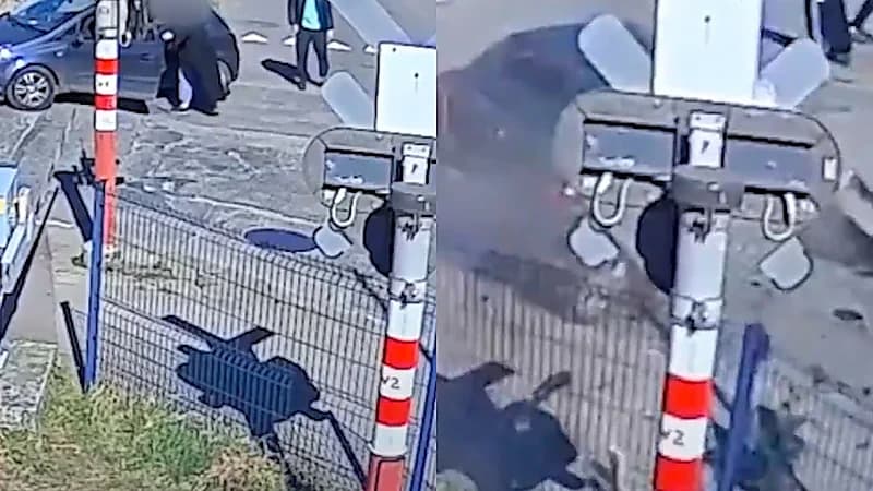 لحظة مروعة لاصطدام قطار بسيارة علقت على قضبان السكة الحديدية .. فيديو