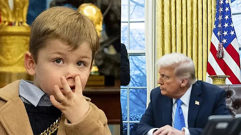 نجل ماسك يعبث بأنفه أمام ترامب ويثير غضبه