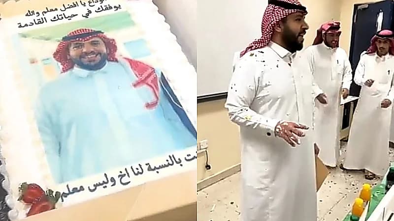 طلاب يودعون معلمهم بطريقة مؤثرة .. فيديو