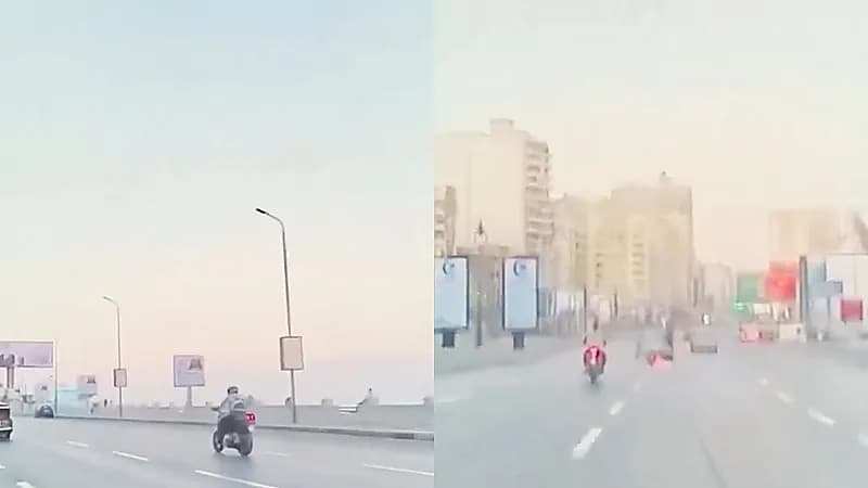 سباق دراجات مرعب على كورنيش الإسكندرية ينتهي بحادث مروع .. فيديو