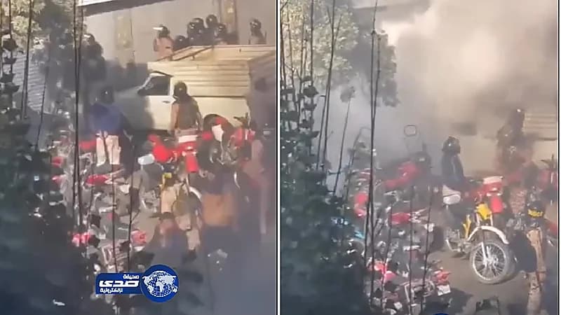 شاهد .. قنابل الملالي ترتد في وجوههم بعد محاولتهم رميها على المحتجين