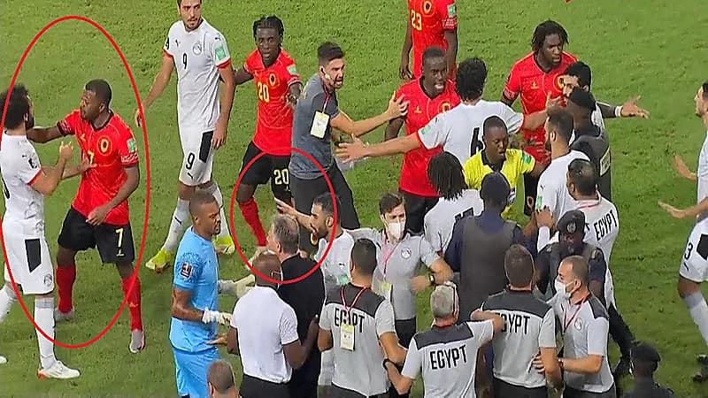 لحظة الاعتداء على مدرب منتخب مصر وتدخل محمد صلاح